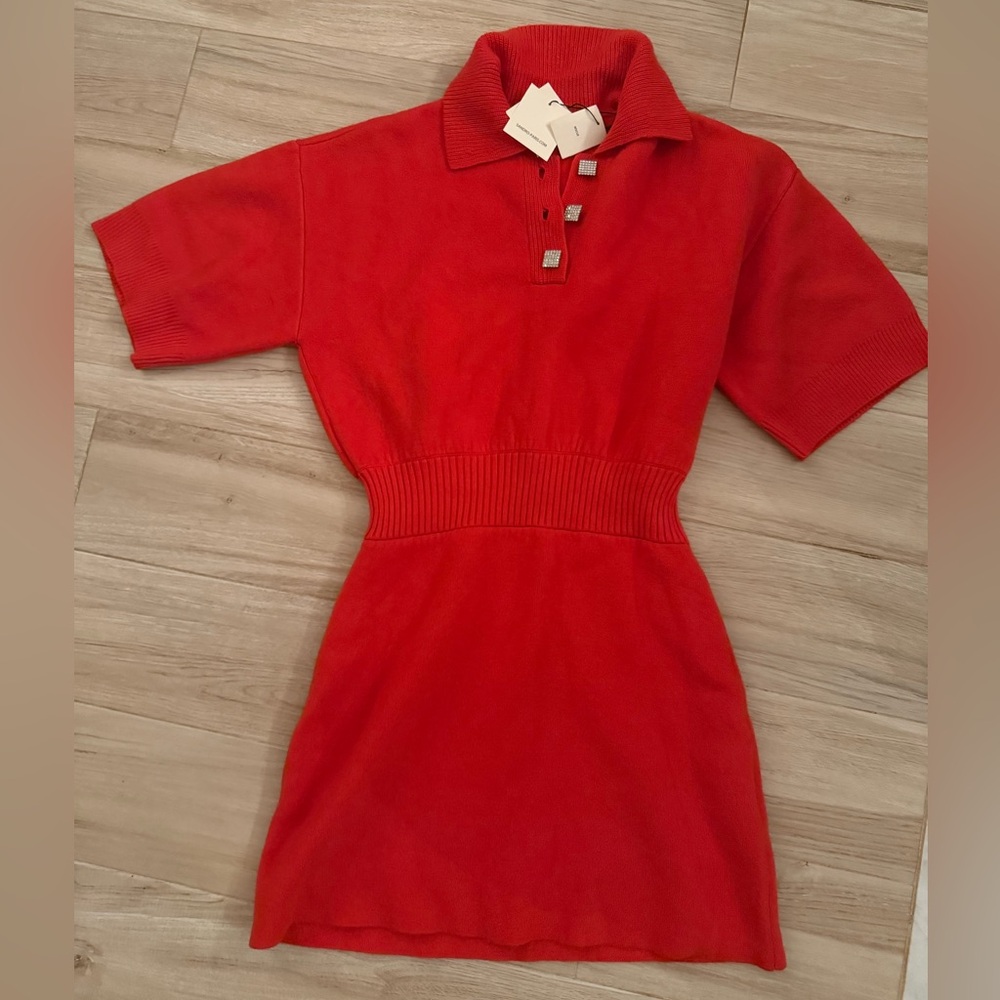 Sandro Red Collared Mini Dress - Picture 5 of 5